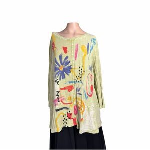 Jess & Jane Abstract Floral Tunic Top – Size XL, Made in USA